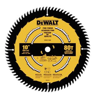 CIRCULAR SAW BLADES | Dewalt 10 in. 80T Tungsten Carbide-Tipped Steel Fine Finish Circular Saw Blade - DWA11080