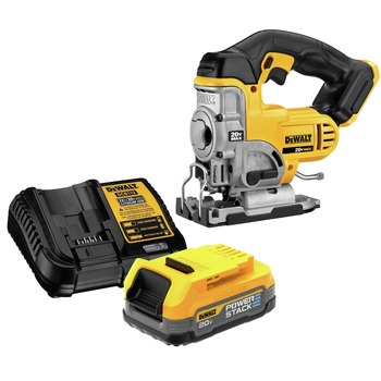 Dewalt 20V MAX Cordless Jigsaw with 20V MAX XR POWERSTACK Compact Lithium-Ion Battery Kit Bundle (1.7 Ah) - DCS331BDCBP034C-BNDL