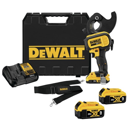 DeWALT Spring Savings! Save up to $100 off DeWALT power tools | Dewalt DCE155D1DCB205-2-BNDL 20V MAX Cordless ACSR Cable Cutting Tool Kit with 2 Ah Compact Battery and (2-Pack) 5 Ah Lithium-Ion Batteries Bundle image number 0
