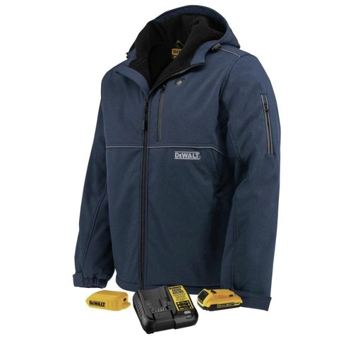 Heated Jackets | Dewalt DCHJ101D1-3X Men's Heated Soft Shell Jacket with Sherpa Lining Kitted - 3XL, Navy image number 0