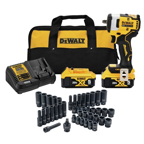 DeWALT Spring Savings! Save up to $100 off DeWALT power tools | Dewalt DCF913P2DWMT19248-BNDL 20V MAX Lithium-Ion 3/8 in. Cordless Impact Wrench Kit with (2) 5 Ah Batteries and (42-Piece) 6-Point 3/8 in. Combination Impact Socket Set Bundle image number 0