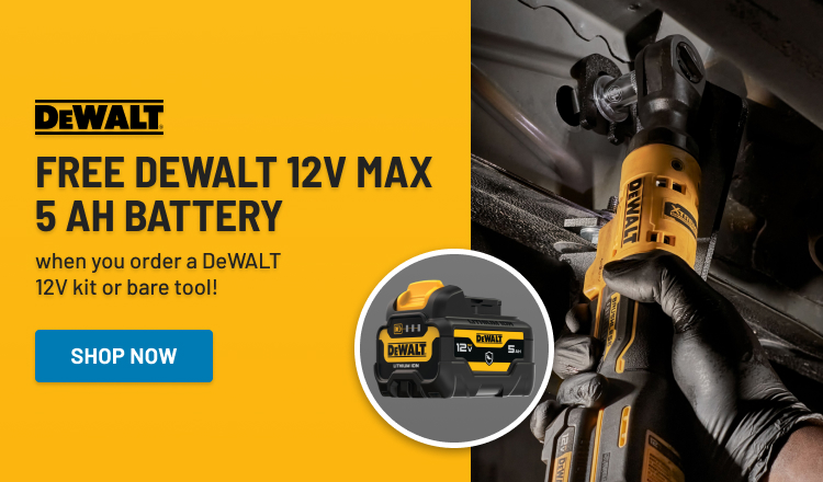 FREE DeWALT 12V Max 5 Ah Battery