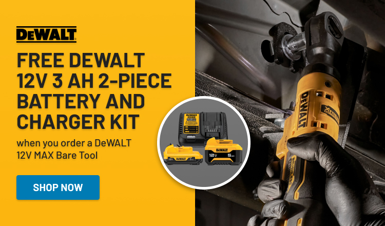 Free DeWALT 12V 3 Ah 2 Piece Battery and Charger Kit!